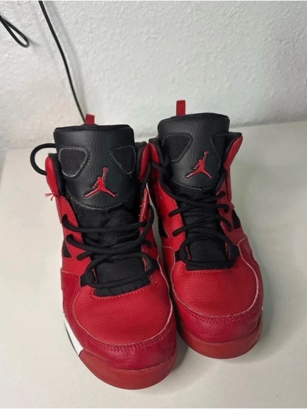 Jordan Kids Red and Black High-Top Sneakers